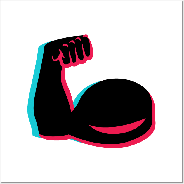 TikTok muscles emoji smiley Black Wall Art by ThingyDilly